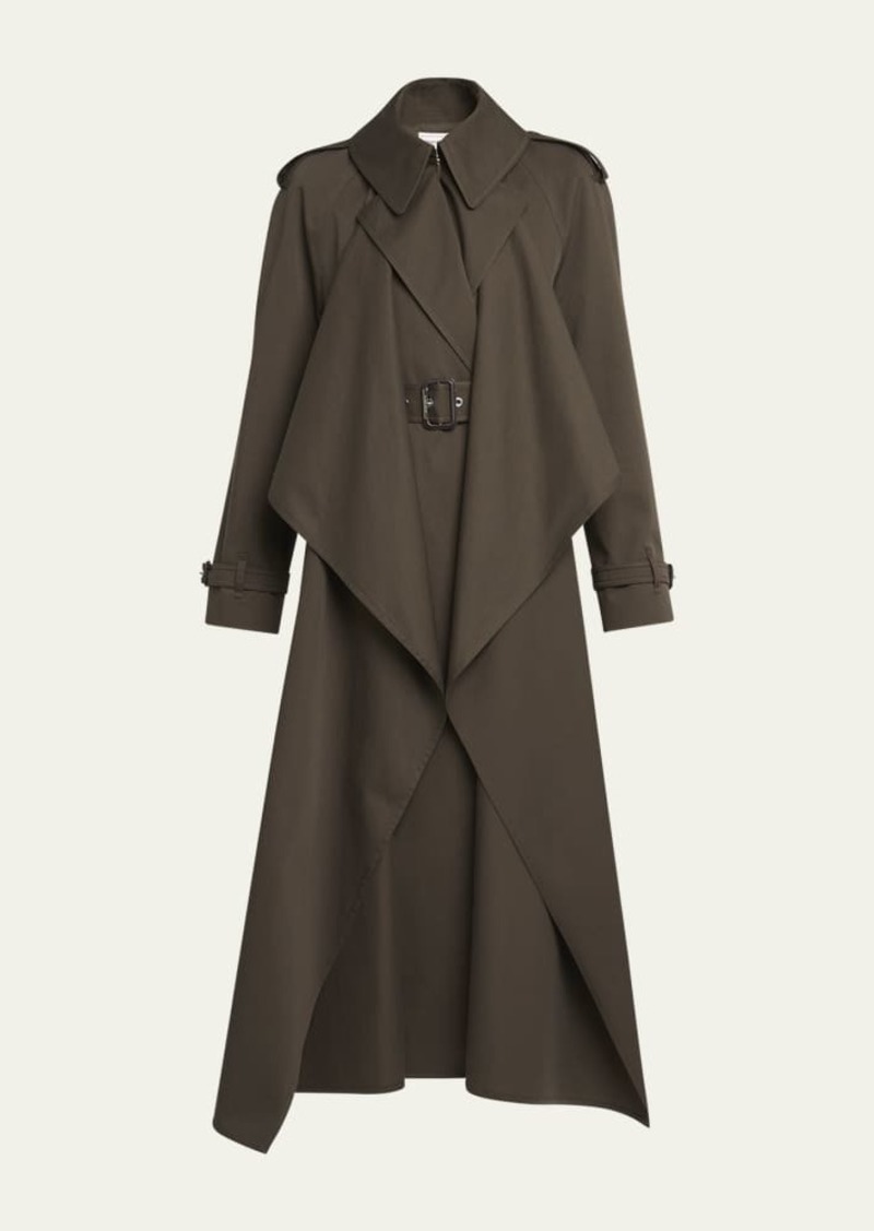 Alexander McQueen Draped Trench Coat with Belted Waist