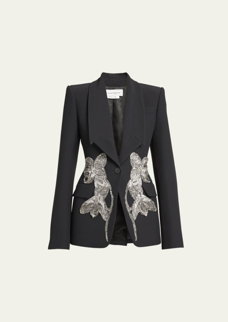 Alexander McQueen Embellished Crepe Blazer Jacket