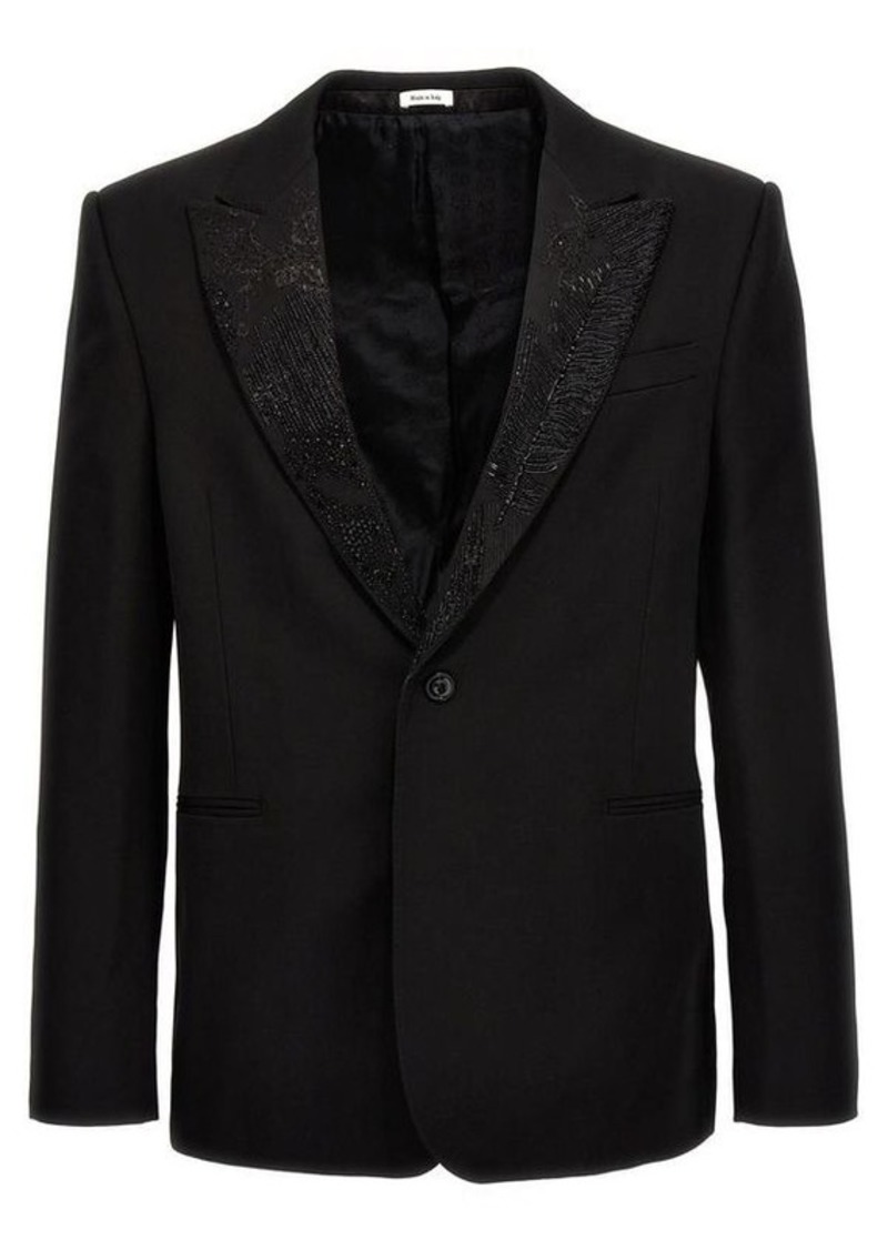 ALEXANDER MCQUEEN Embroidered lapel blazer jacket