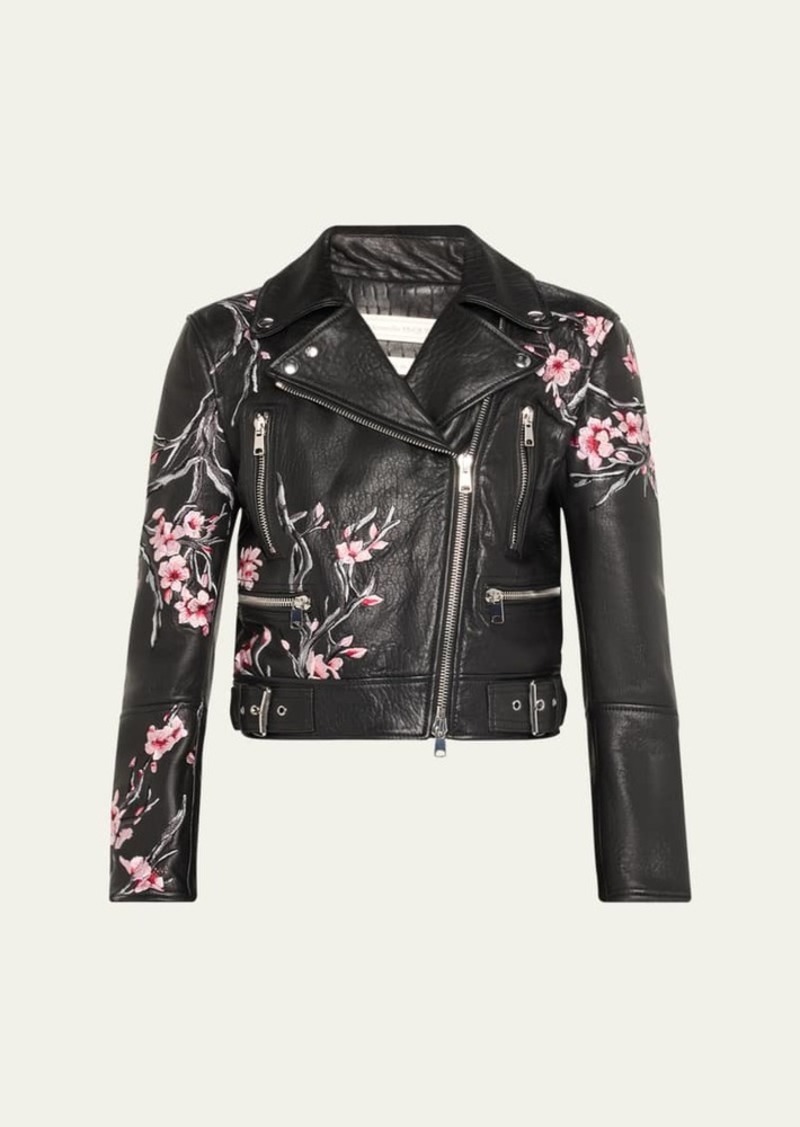 Alexander McQueen Embroidered Leather Moto Jacket