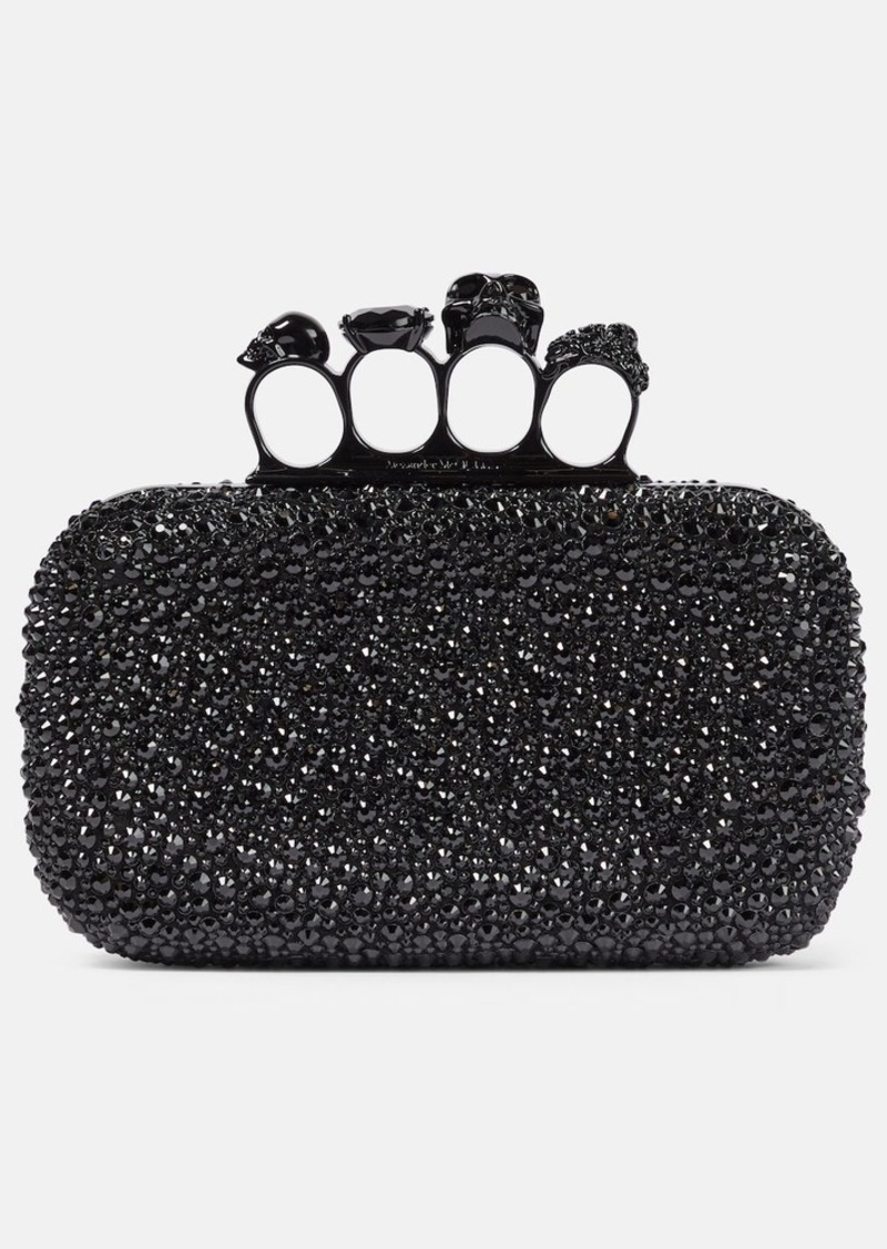 Alexander McQueen Knuckle embellished leather clutch