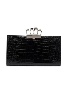 ALEXANDER MCQUEEN Four-Ring Skull Flat Clutch With Crocodile Effect