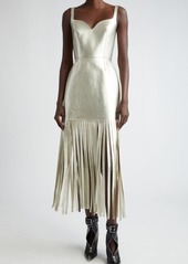 Alexander McQueen Fringe Metallic Lambskin Leather Dress