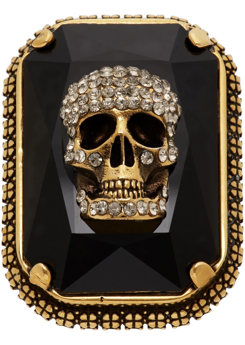 Alexander McQueen Gold Jewelled Skull Ring