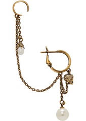 Alexander McQueen Gold Pearly Skull Chain Single Earring