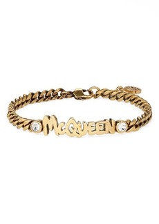 Alexander McQueen Graffiti Logo & Crystal Link Bracelet