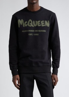 Alexander McQueen Graffiti Logo Cotton Graphic Sweatshirt