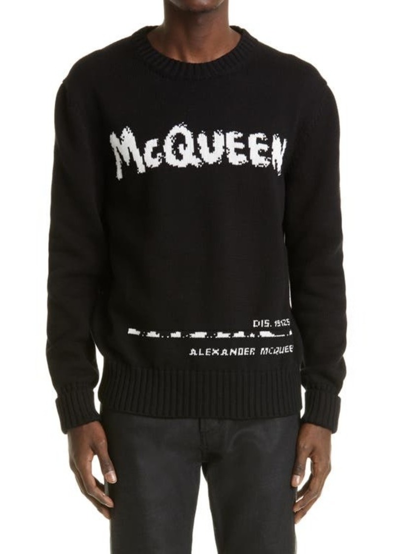 Alexander McQueen Graffiti Logo Intarsia Organic Cotton Sweater