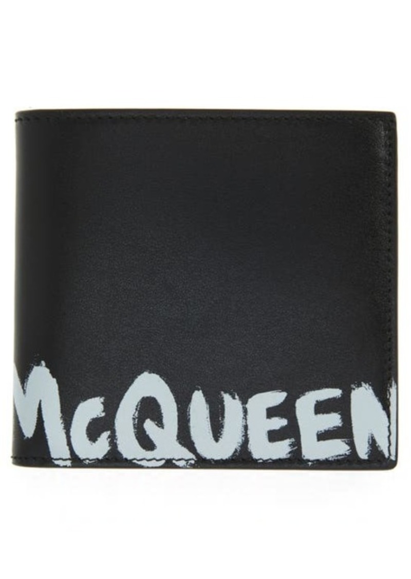 Alexander McQueen Graffiti Logo Leather Bifold Wallet