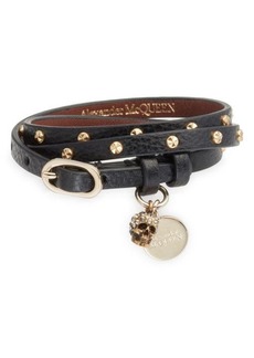 Alexander McQueen Hammered Studs Wrap Leather Bracelet