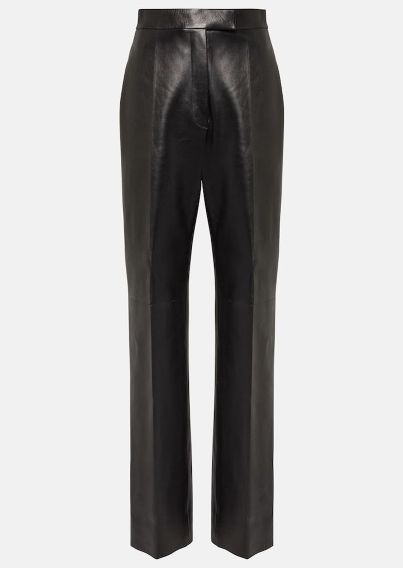 Alexander McQueen High-rise leather straight pants