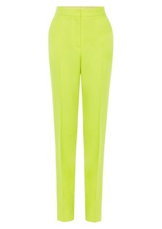 Alexander McQueen High Waist Wool & Mohair Cigarette Trousers in Acid Yellow at Nordstrom