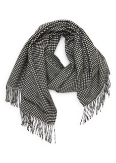 Alexander McQueen Houndtooth Wool Blend Scarf in Black/Ivory at Nordstrom