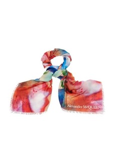 ALEXANDER MCQUEEN Ivory and Red Solarised Print Shawl