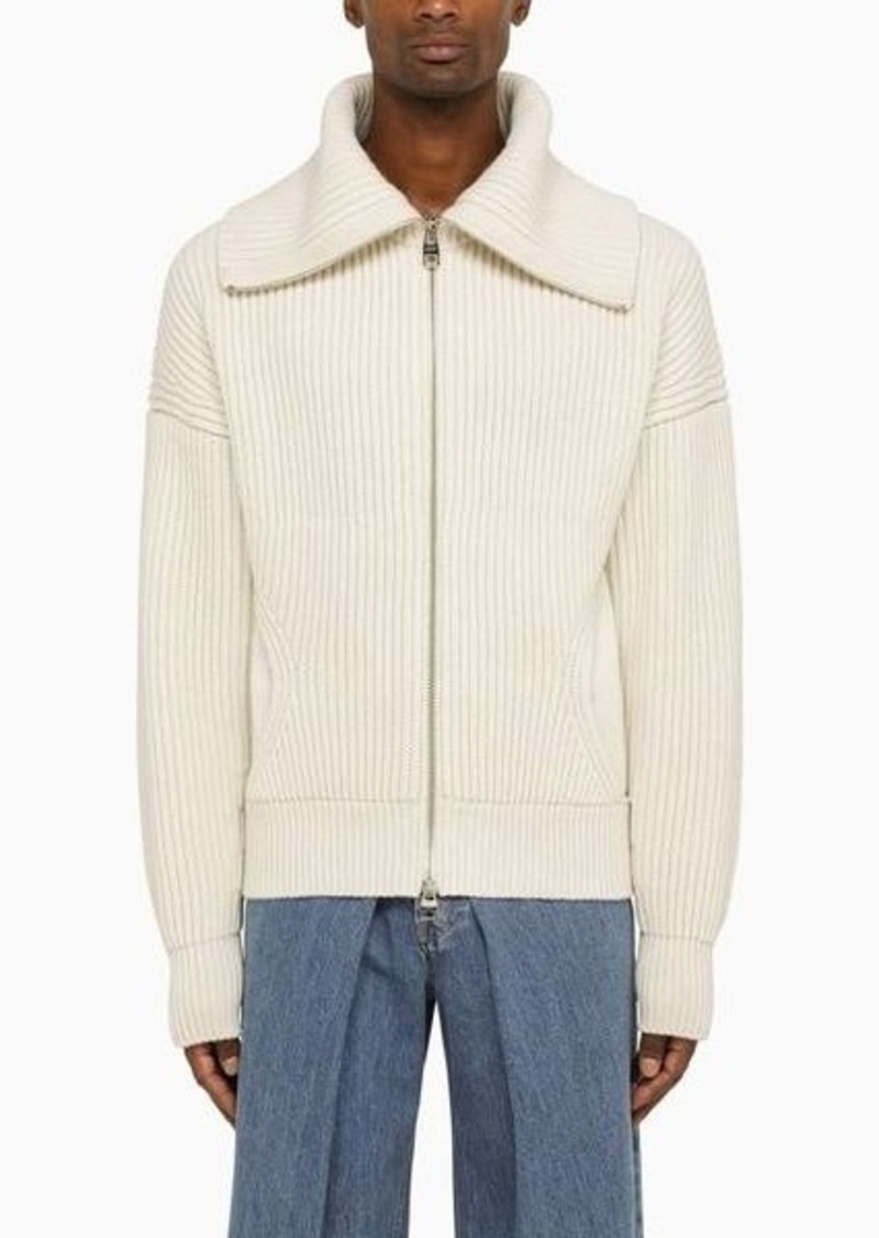 Alexander McQueen Ivory ribbed cardigan in and