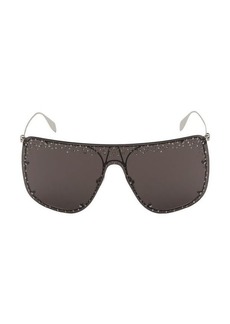 ALEXANDER MCQUEEN Jeweled Skull Mask Sunglasses in Silver/Smoky