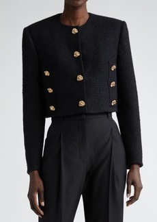 Alexander McQueen Knot Button Crop Tweed Jacket
