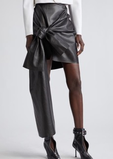 Alexander McQueen Knot Drape Lambskin Leather Miniskirt
