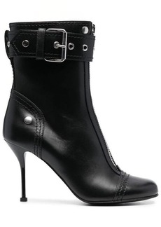 ALEXANDER MCQUEEN Leather Ankle Boot With Zip And Buckle