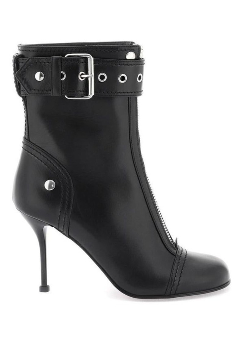Alexander mcqueen leather ankle boots with buckle