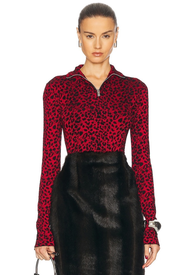 Alexander McQueen Leopard Textured Long Sleeve Top