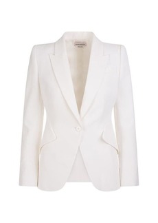 ALEXANDER MCQUEEN Light Ivory Jacket In Thin Crepe With Pointed Shoulders