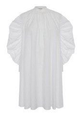 Alexander McQueen Long Sleeve Cotton Poplin Minidress in Optical White at Nordstrom