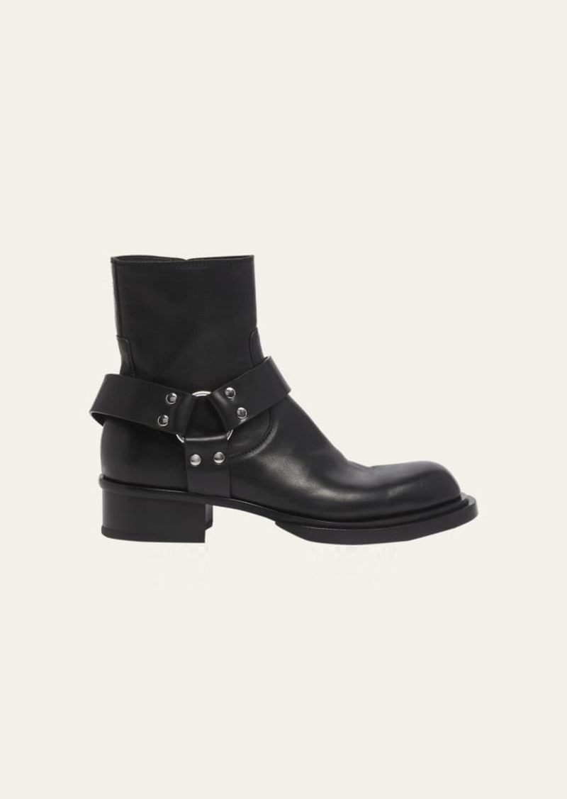 Alexander McQueen Men's Cuban Stack Leather Ankle Boots