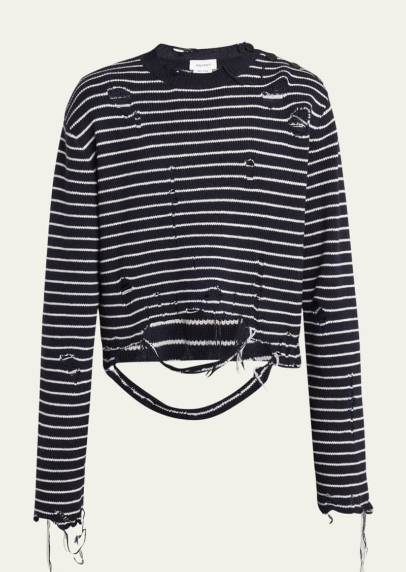 Alexander McQueen Men's Destroyed Sailor Stripe Sweater