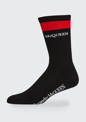 Alexander McQueen Men's Logo Stripe Crew Socks