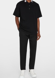 Alexander McQueen Men's Oversized Graffiti-Collar Polo Shirt