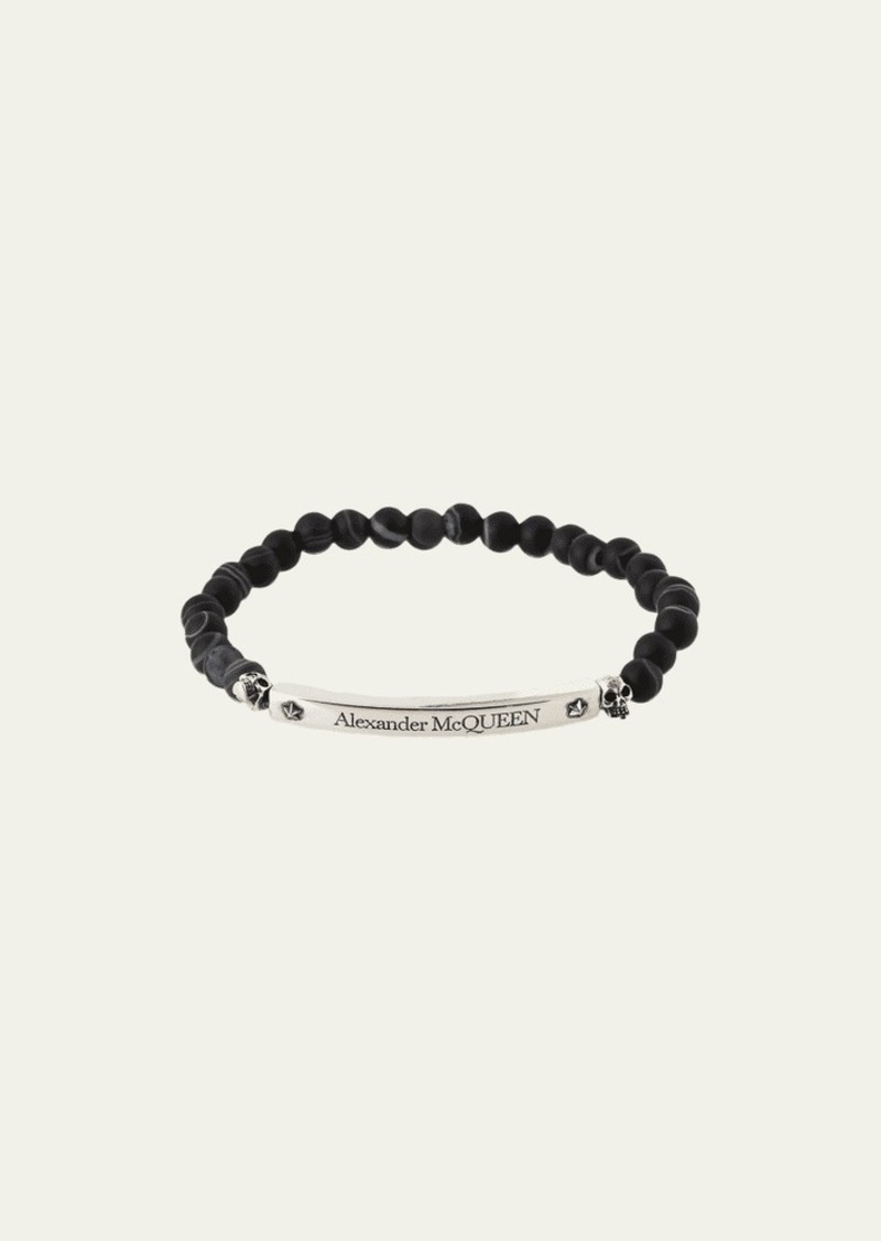 Alexander McQueen Men's Skull Beads Agate Bracelet