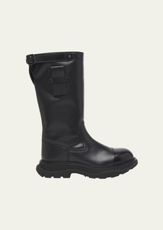 Alexander McQueen Men's Tread Leather Workwear-Sole Tall Boots