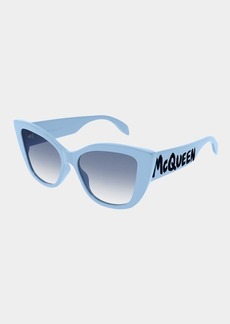 Alexander McQueen Monochrome Acetate Cat-Eye Sunglasses
