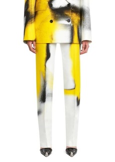 Alexander McQueen Mushroom Spore High Waist Cigarette Trousers in White - Acid Yellow at Nordstrom