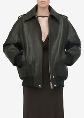 Alexander McQueen Oversize Lambskin Leather Aviator Jacket