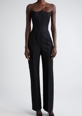 Alexander McQueen Peak Corset Strapless Wool Jumpsuit