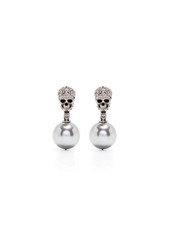 ALEXANDER MCQUEEN Pearl Skull Earrings in Antiqued