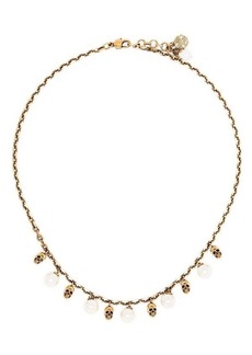 ALEXANDER MCQUEEN Pearly Skull Necklace in Antiqued Gold