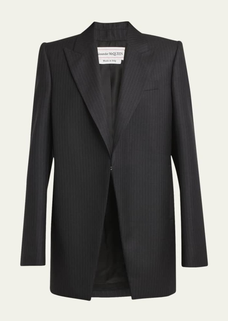 Alexander McQueen Pinstripe Oversized Wool Blazer