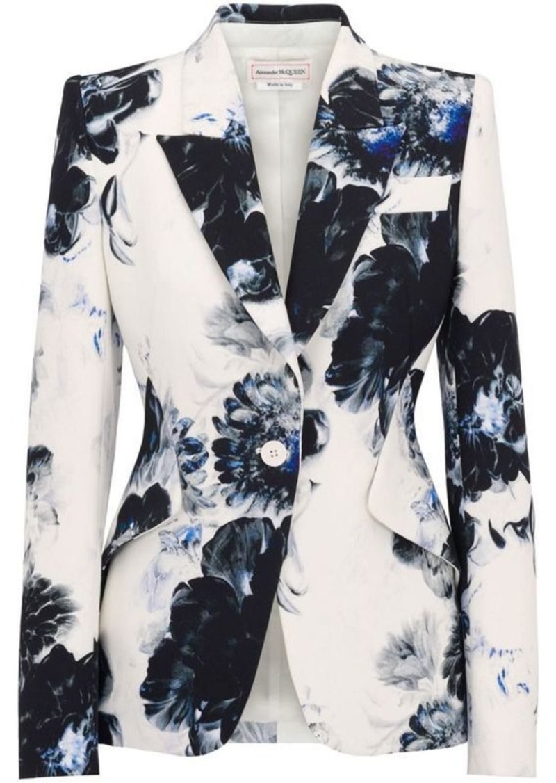 ALEXANDER MCQUEEN Printed cady single-breasted jacket