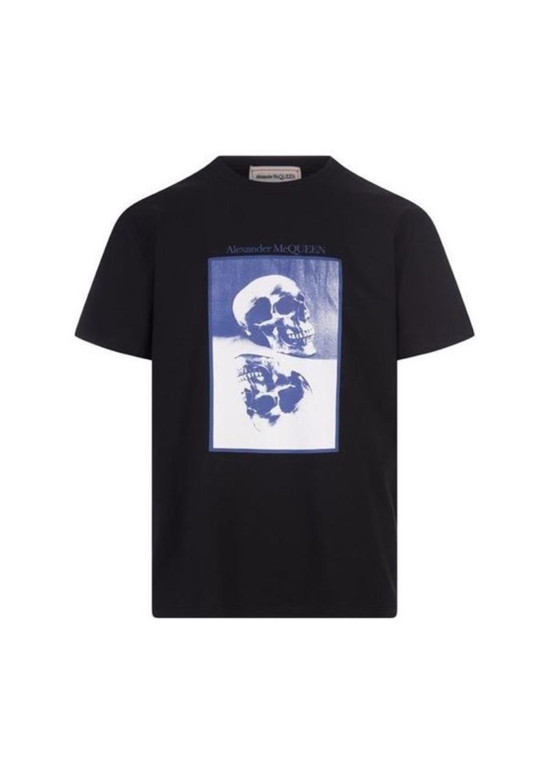ALEXANDER MCQUEEN Reflected Skull T-Shirt in and Blue