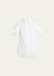 Alexander McQueen Ruched Puff-Sleeve Button-Front Blouse