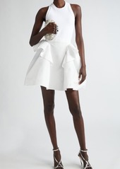 Alexander McQueen Ruffle Skirt Mixed Media Minidress