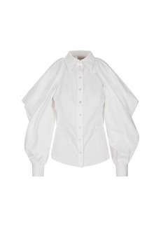 ALEXANDER MCQUEEN Shirt With Draped Sleeves And Cut-Out In Optical