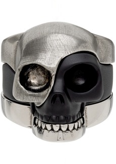 Alexander McQueen Silver & Black Divided Skull Ring Set
