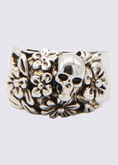 ALEXANDER MCQUEEN SILVER-TONE BRASS THE FLORAL SKULL RING