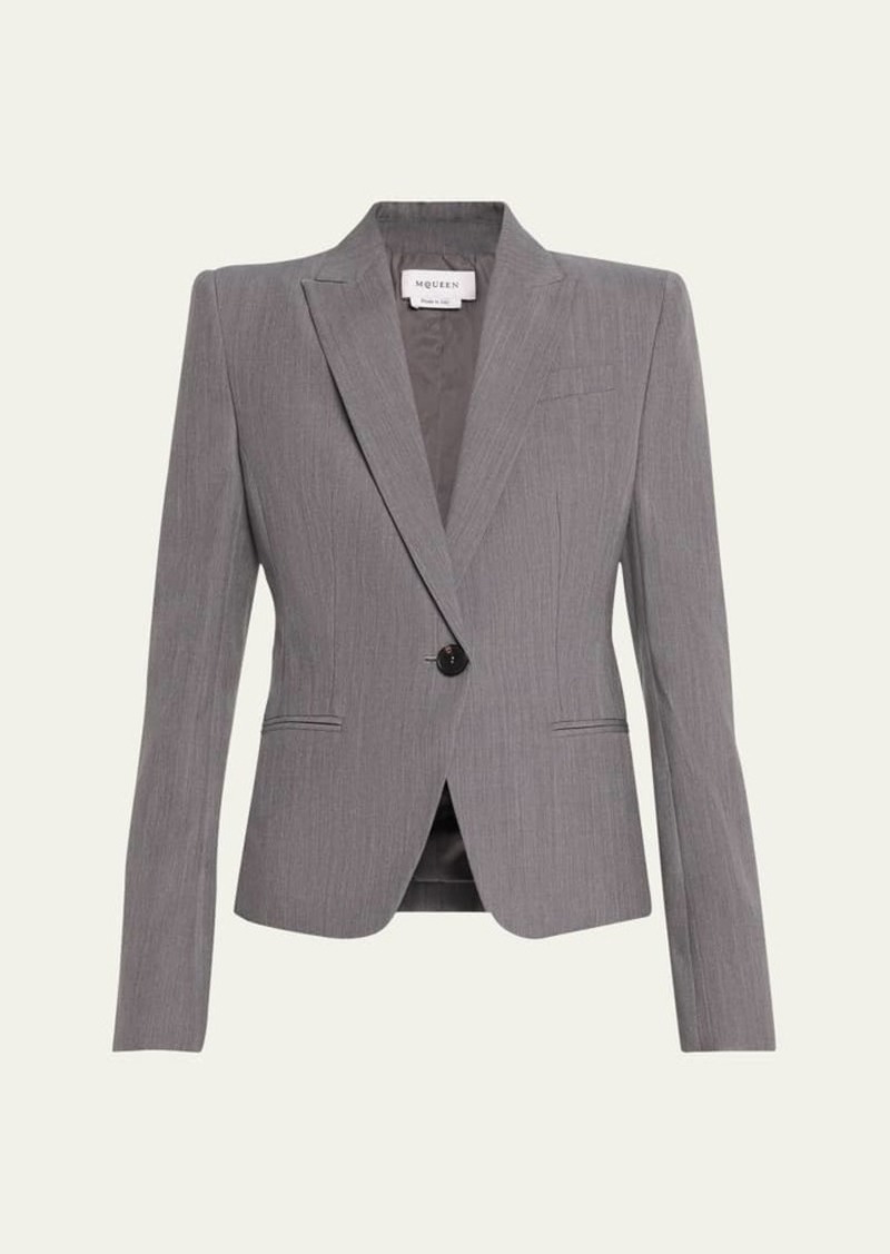 Alexander McQueen Single-Breasted Wool-Mohair Blazer Jacket