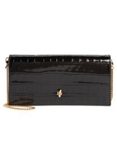 Alexander McQueen Skull Croc Embossed Leather Wallet on a Chain in Black at Nordstrom
