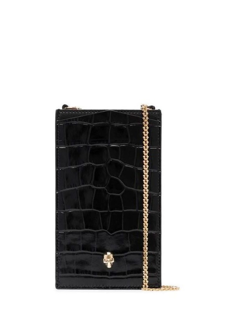 ALEXANDER MCQUEEN Skull leather phone case on chain